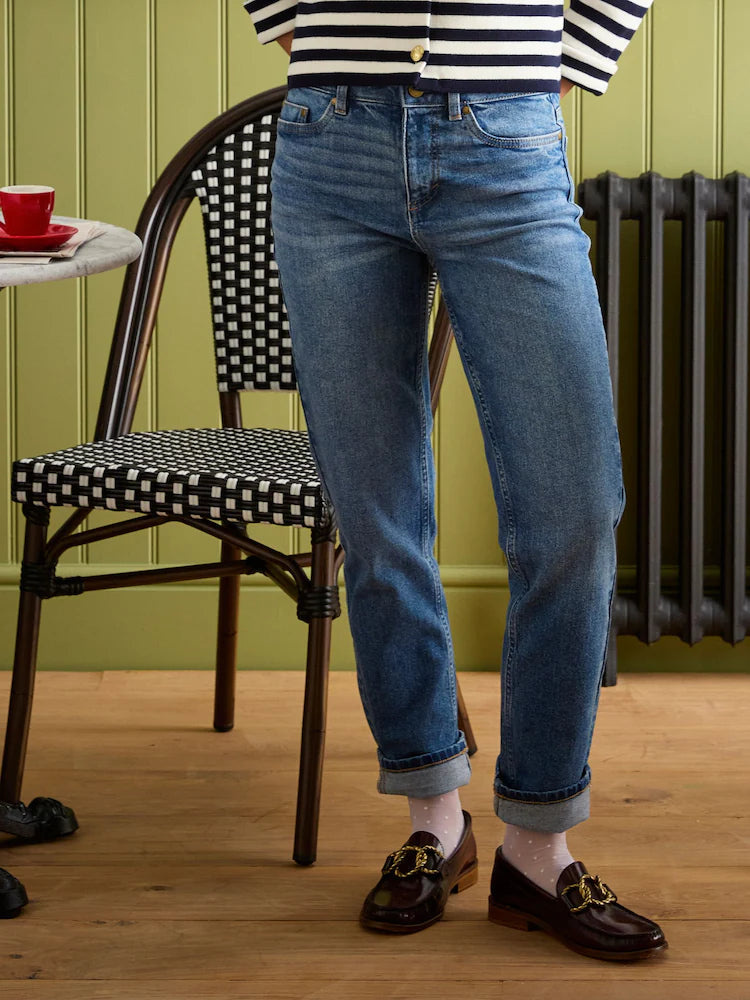 Joules Slim Straight Mid Blue Straight Fit Jeans