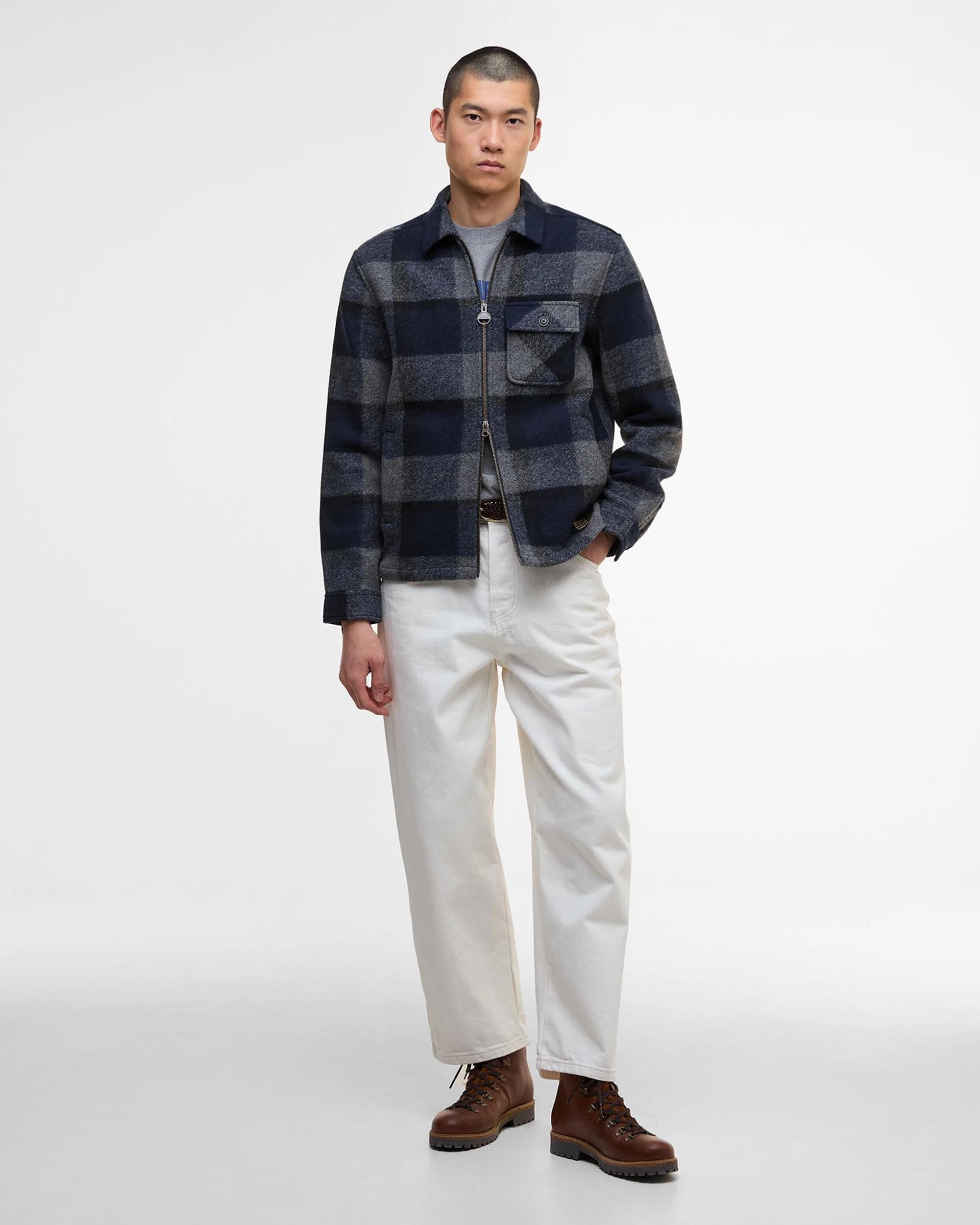 Barbour Hailwood Tartan Fleece Overshirt - Navy