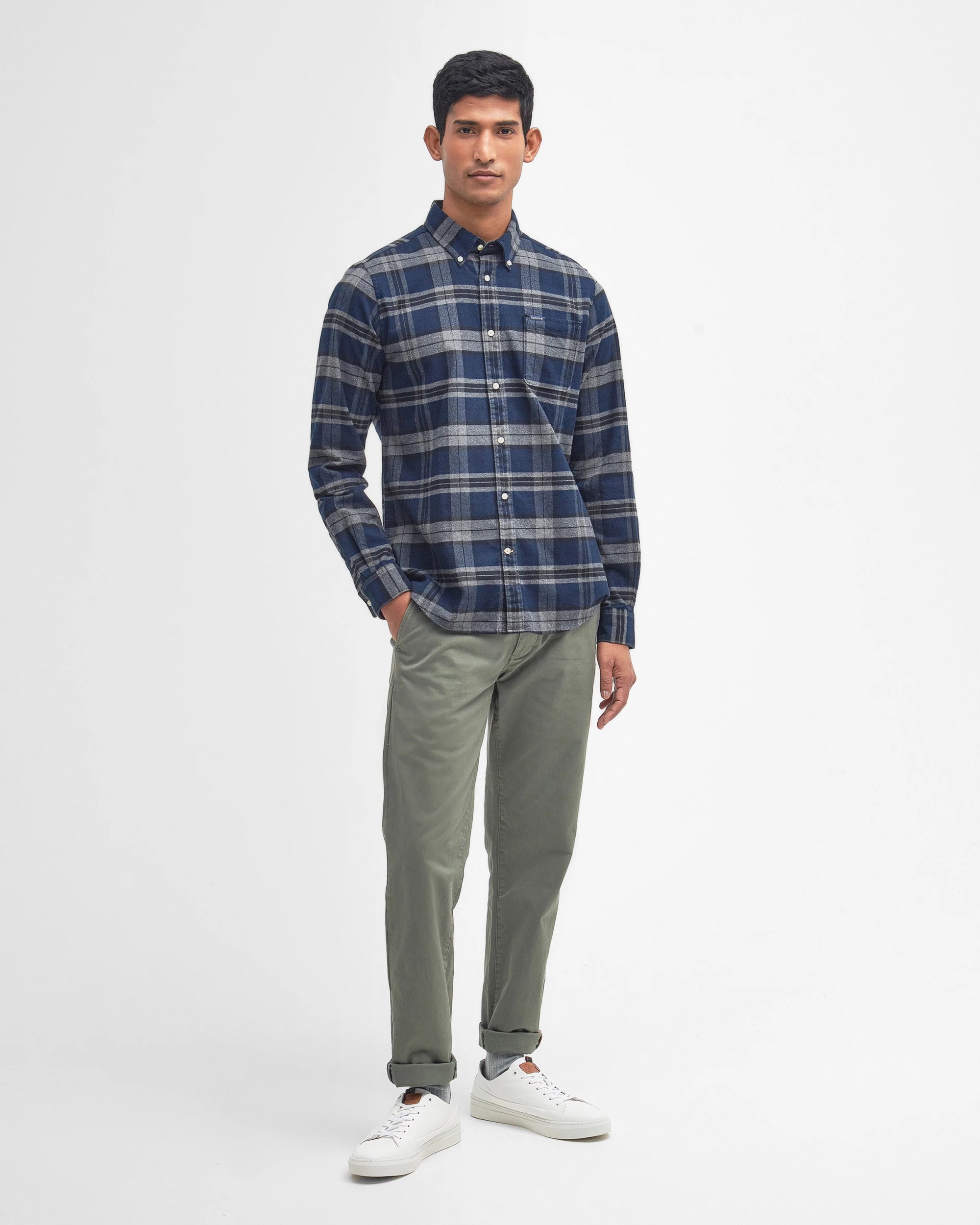 Barbour Betson Tailored Checked Shirt - Grey Marl
