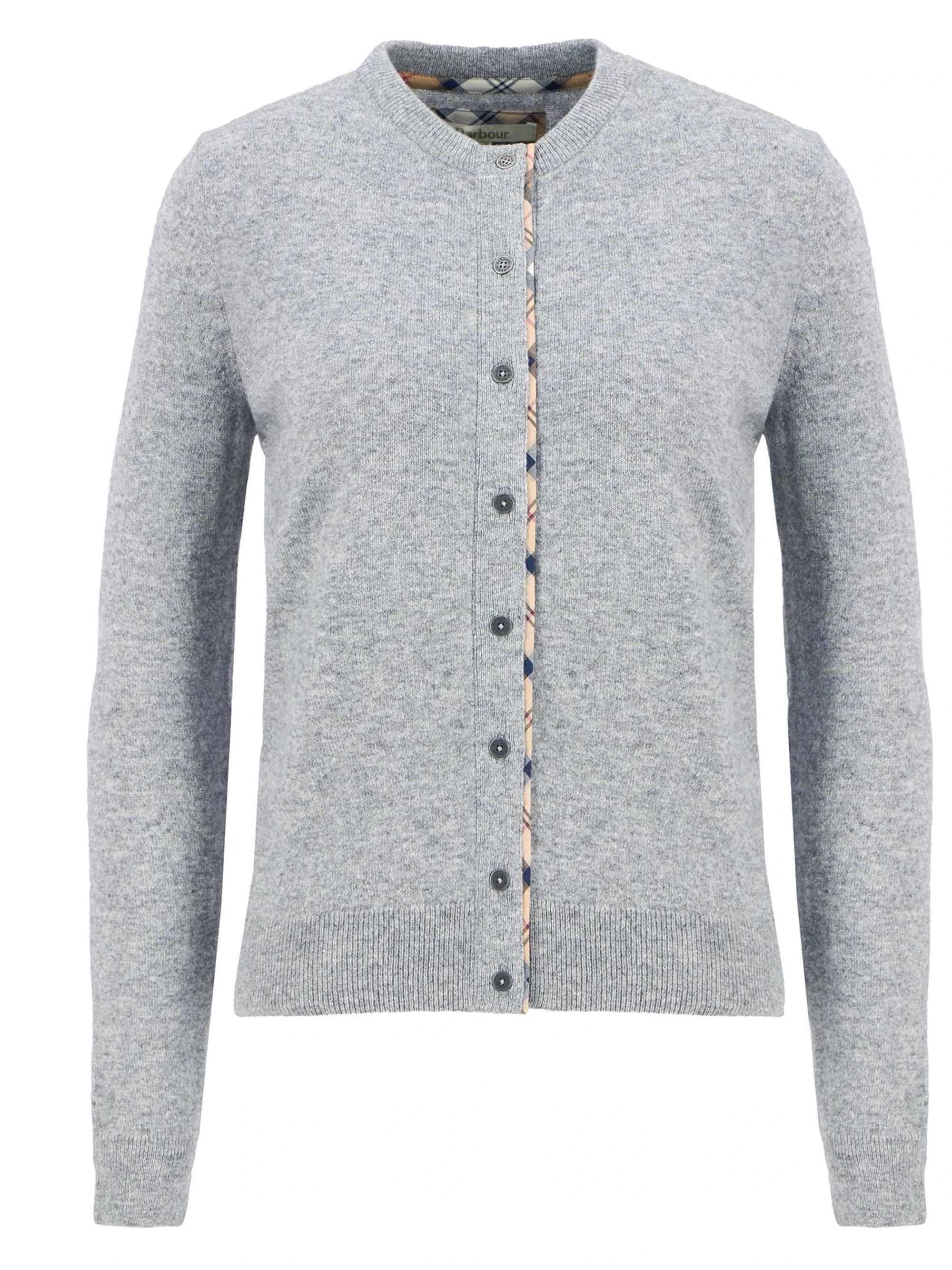 Barbour Pendle Knitted Cardigan - Grey Marl/Hessian Tartan