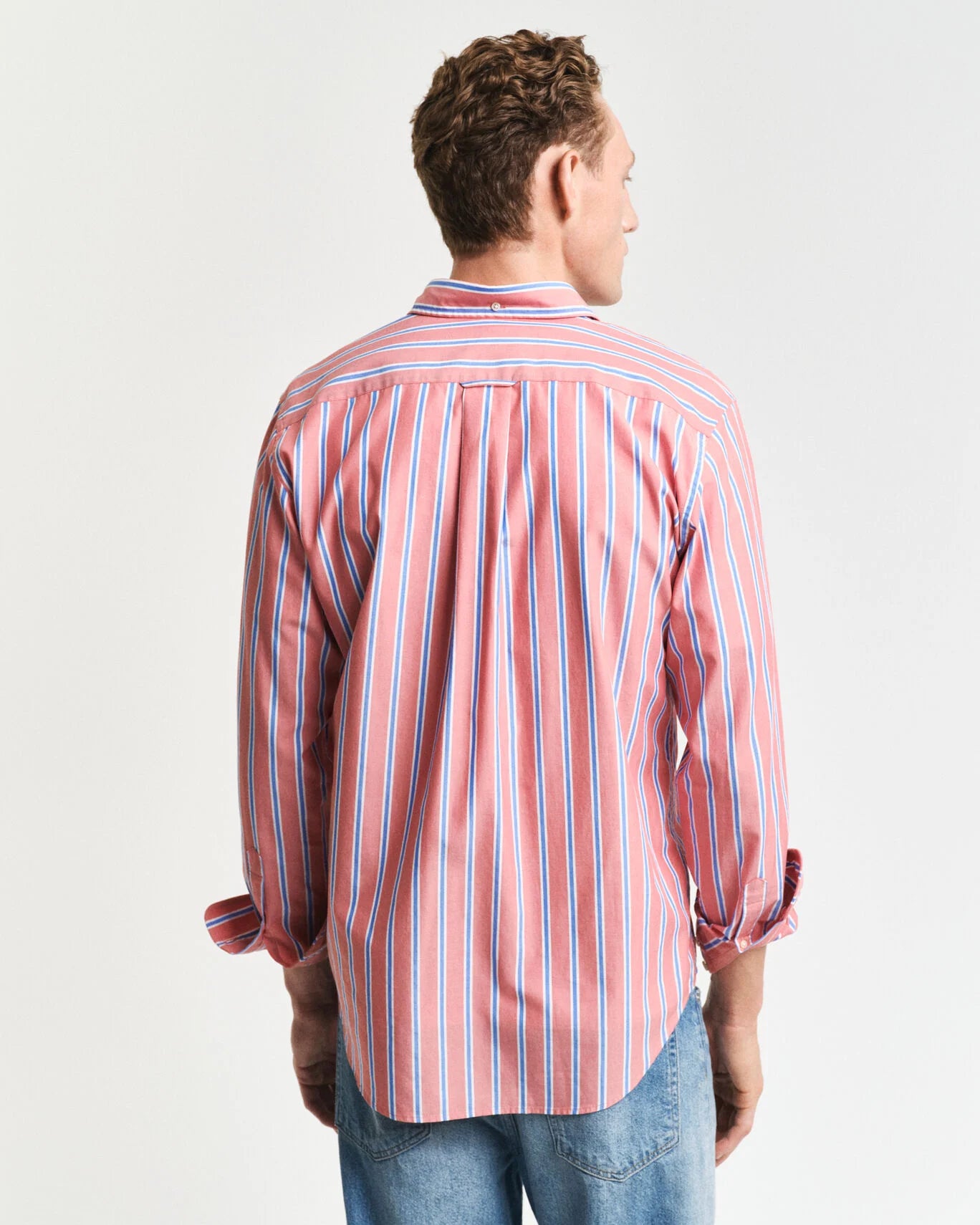 Gant Regular Fit Classic Poplin Stripe Shirt - Brick Red