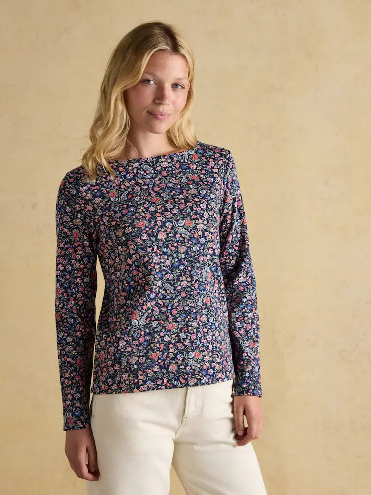 Joules Harbour Multi Boat Neck Printed Top - Ditsy