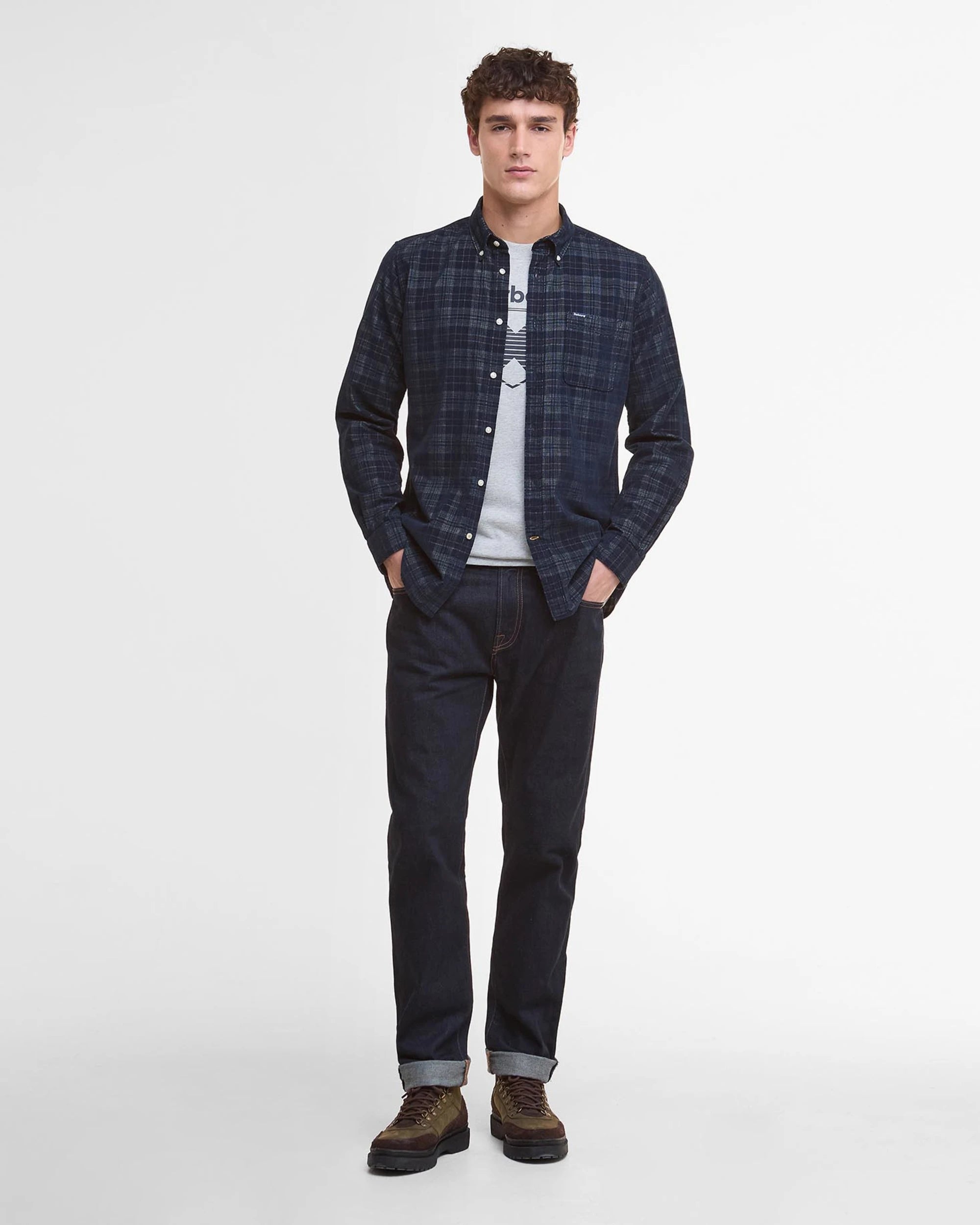 Barbour Southfield Tailored Fit Cord Shirt - Dark Navy