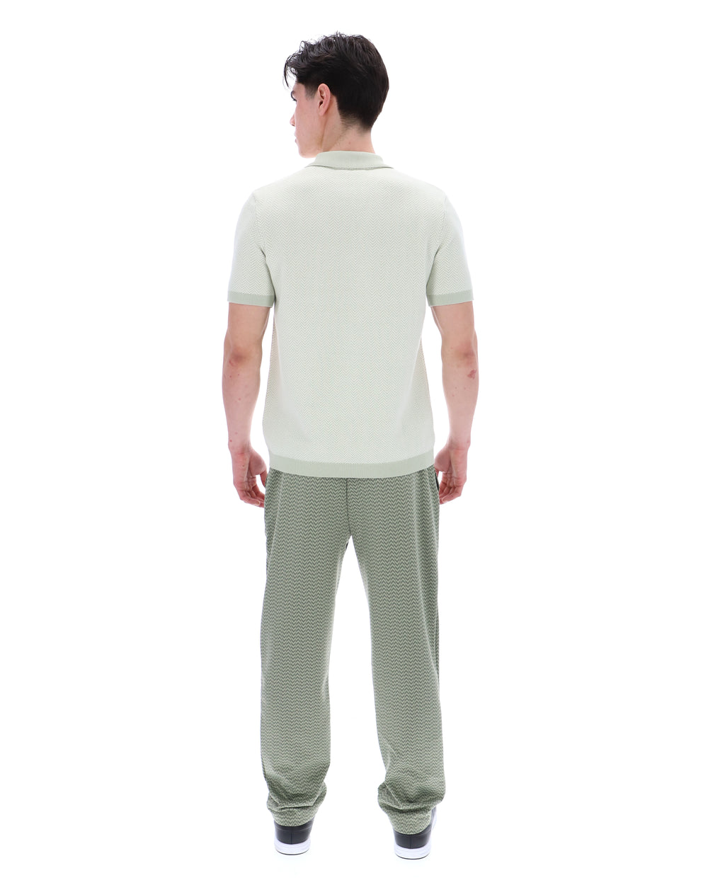 FILA Marty Zip Polo with Herringbone Pattern - Sea Foam