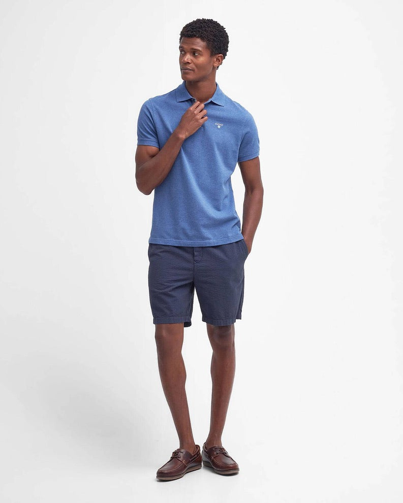 Barbour Tartan Pique Polo Shirt - Dark Chambray Marl