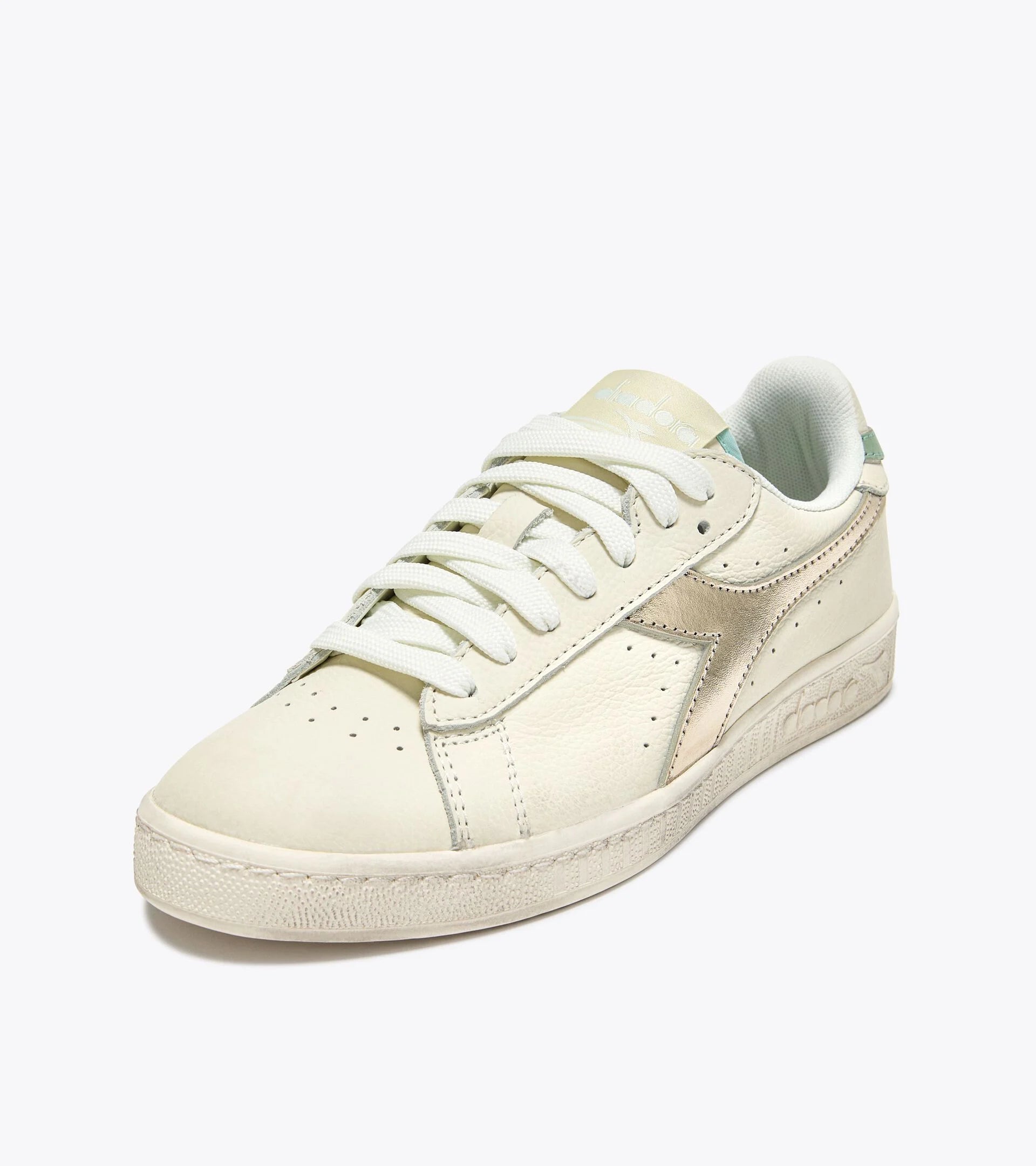 Diadora Game L Low Waxed Metal Trainers - White/Frozen Dew