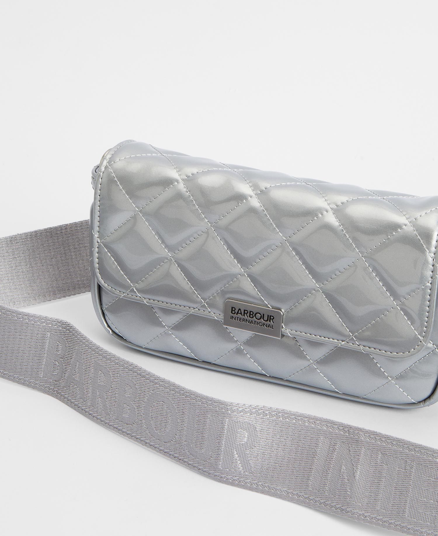 Barbour International Quilted Mini Soho Crossbody Bag - High Shine Silver