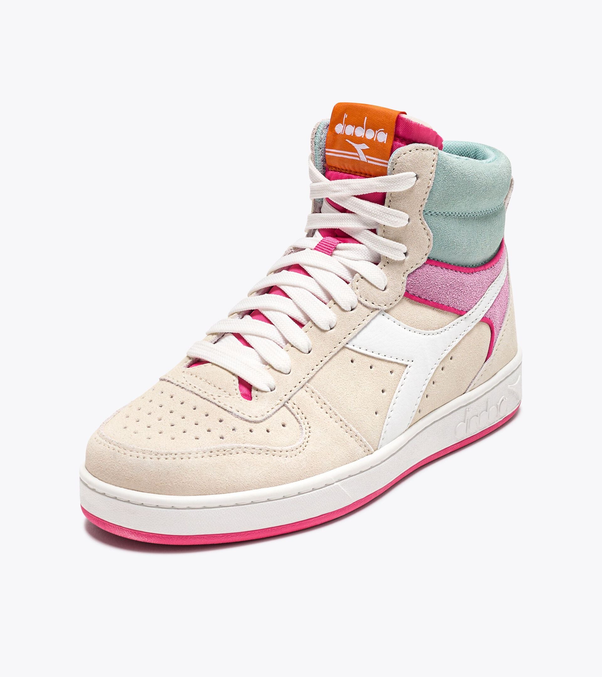 Diadora Magic Basket Mid Suede Womens - Whisper White/ Surf Spray