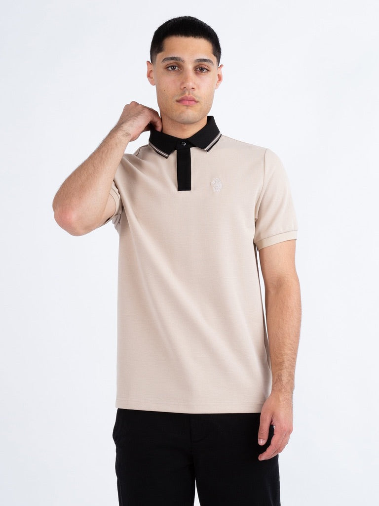 Luke Leo Tonal Polo Shirt - Dark Ecru