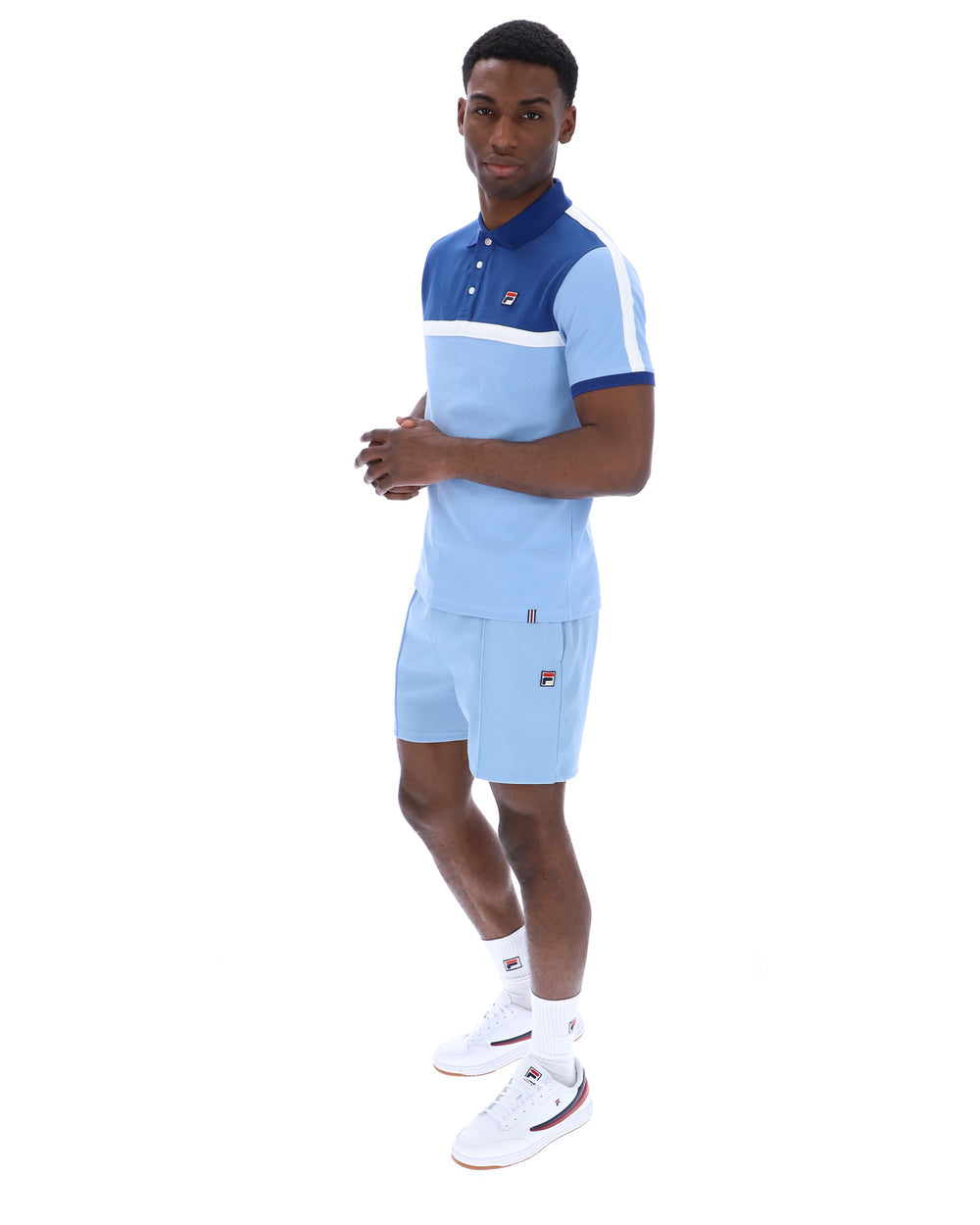 FILA Mattia Contrast Panel Polo Shirt - Frozen Fjord