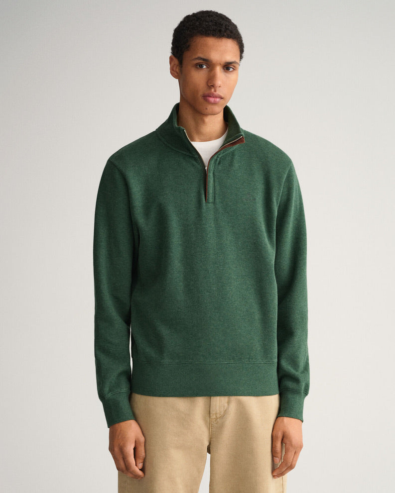 Gant Sacker Half Zip Sweater - Tartan Green
