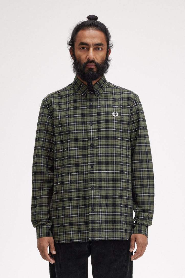 Fred Perry Tartan Oxford Shirt - Laurel Wreath Green