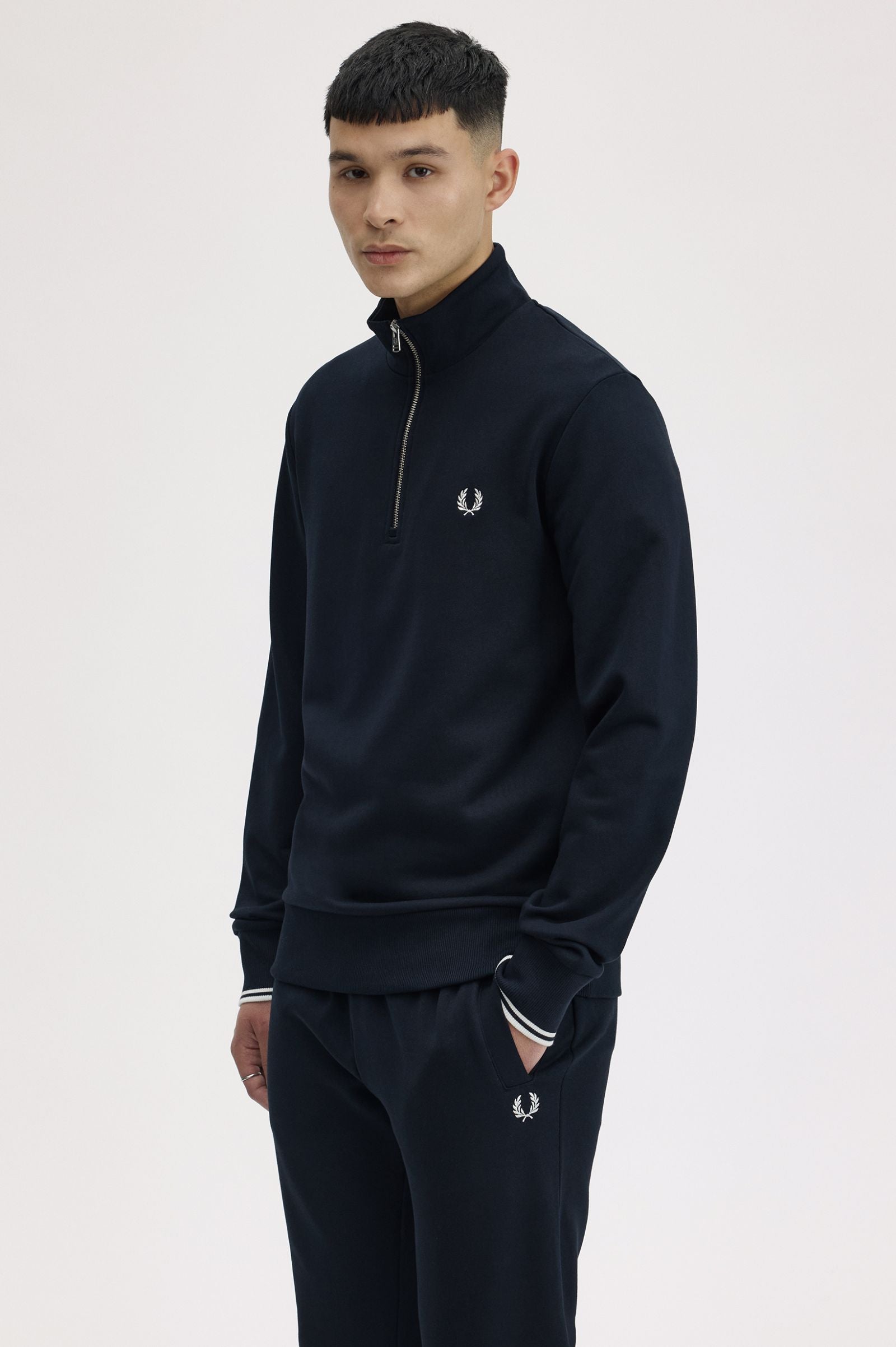 Fred Perry Half Zip Sweatshirt - Navy