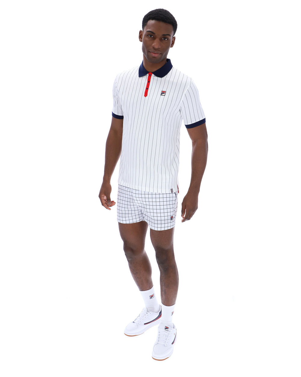 FILA BB1 Classic Vintage Striped Polo - White/Fila Red