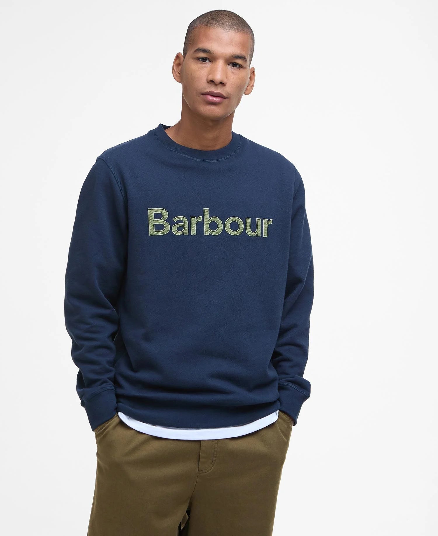 Barbour Pique Applique Crew Neck Sweatshirt - Navy