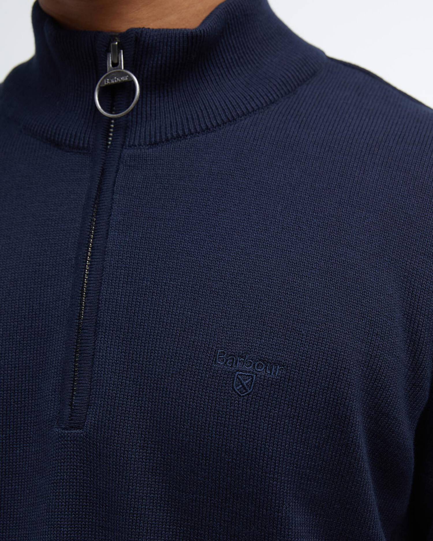 Barbour Cotton Half Zip Knitted Jumper - Navy