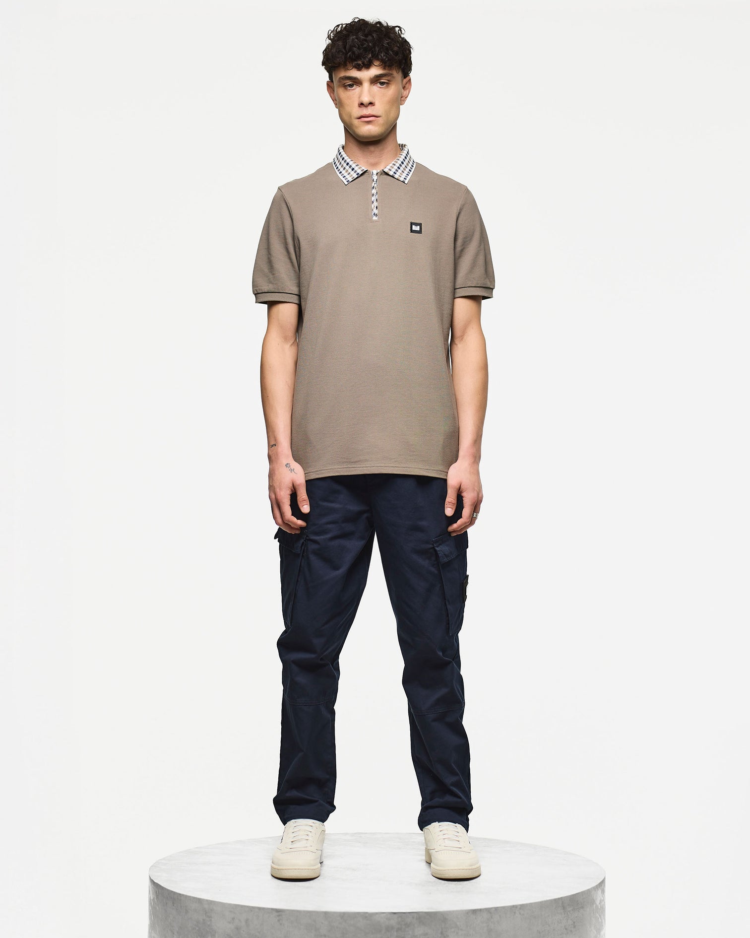 Weekend Offender Lachine Jaquard Rib Collar Polo Shirt - Tobacco
