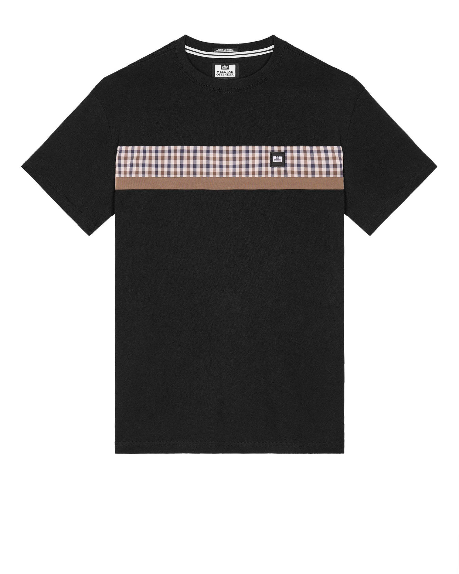 Weekend Offender Cooder Panelled Mid House Check T-Shirt - Black