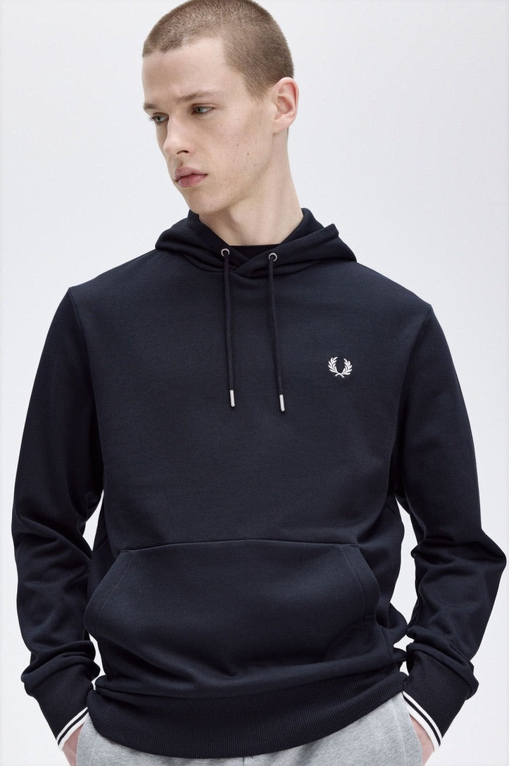 Fred Perry Tipped Hooded Sweatshirt - Navy