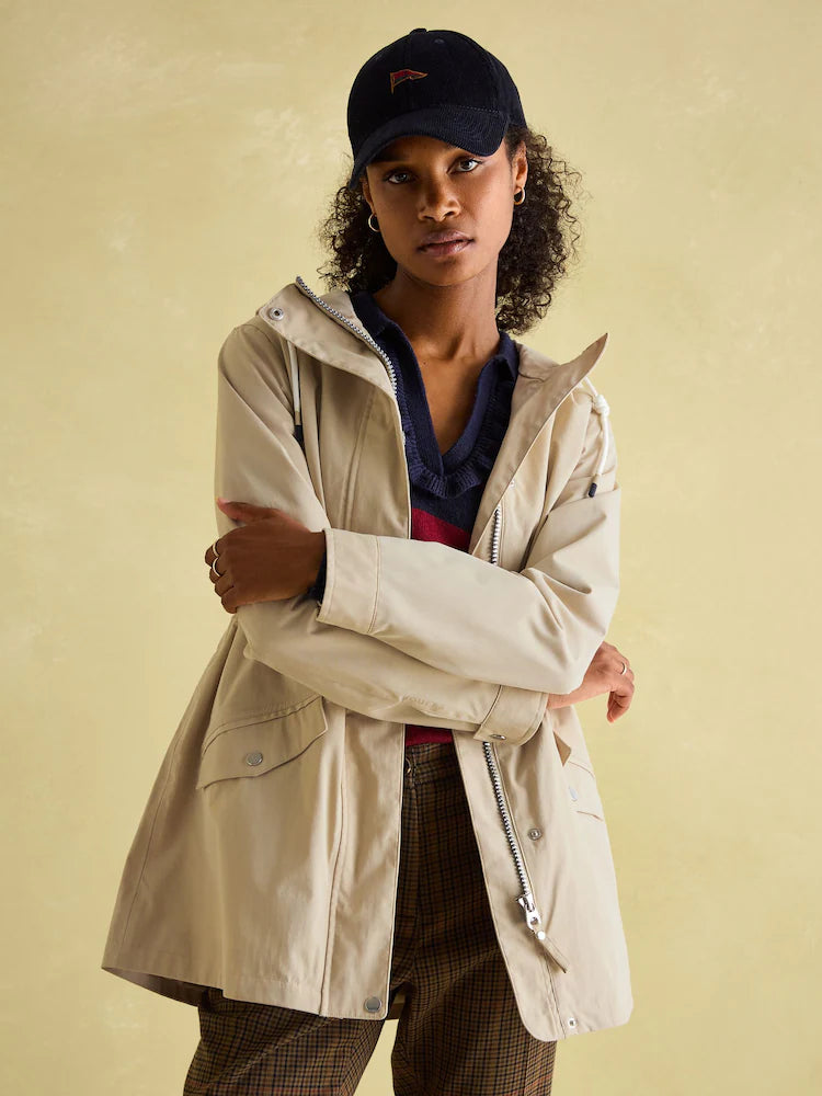 Joules Portwell Neutral Waterproof Raincoat With Hood