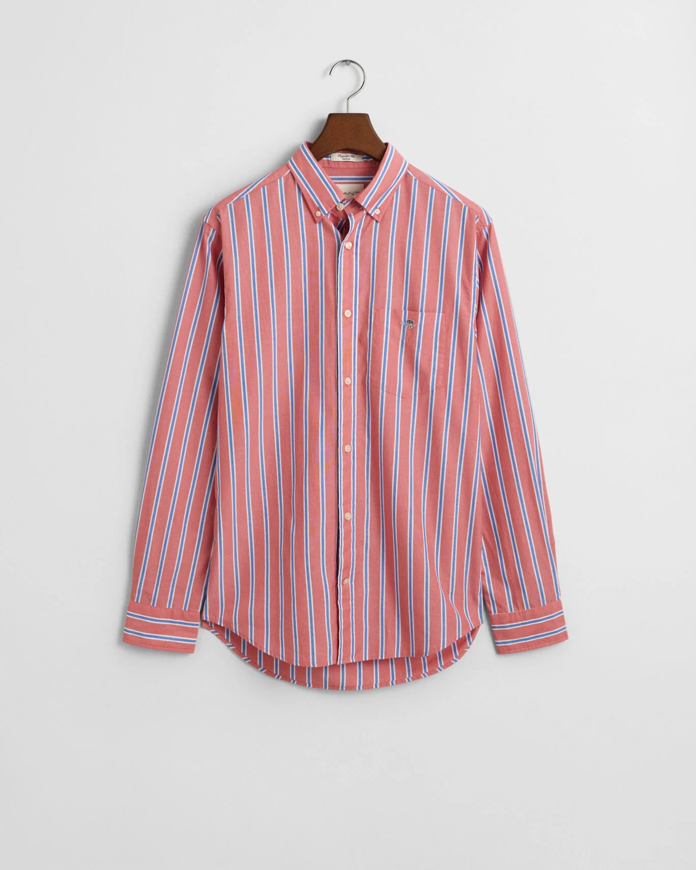 Gant Regular Fit Classic Poplin Stripe Shirt - Brick Red