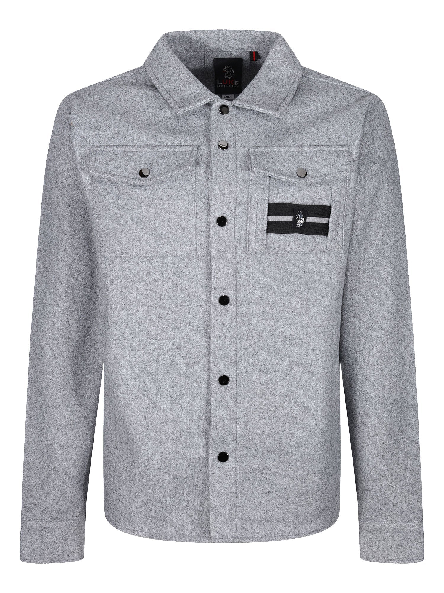 Luke Wardon Tape Detail Shirt - Mid Marl Grey