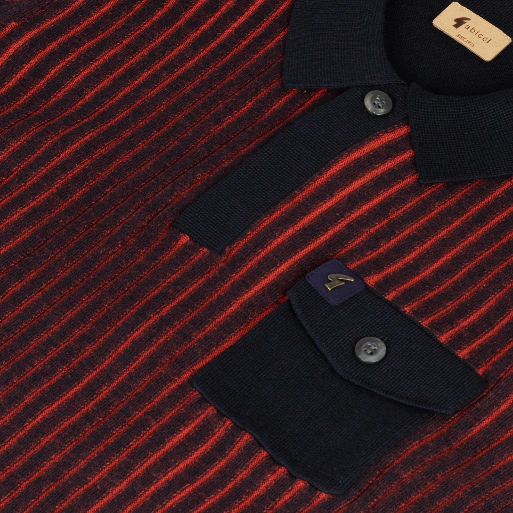 Gabicci Marconi Textured Knit Polo Shirt - Navy
