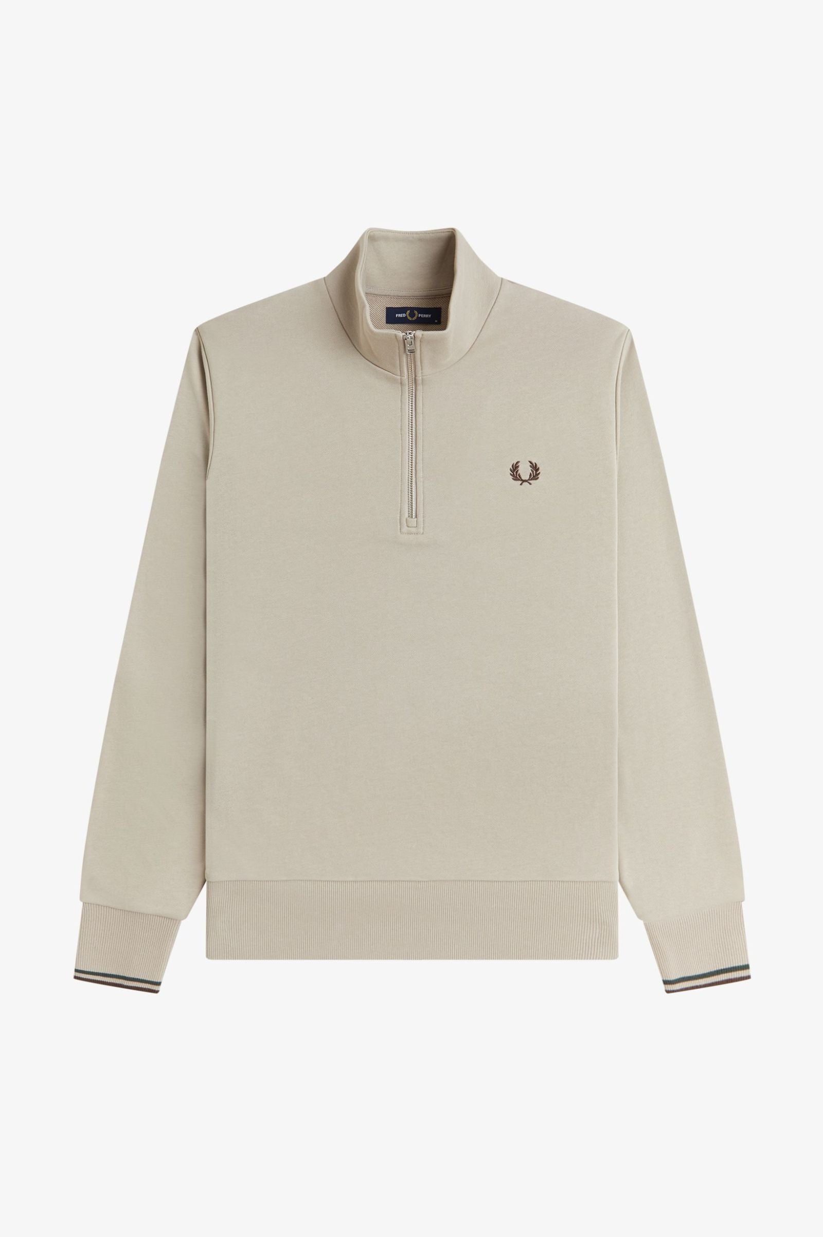 Fred Perry Half Zip Sweatshirt - Warm Oat