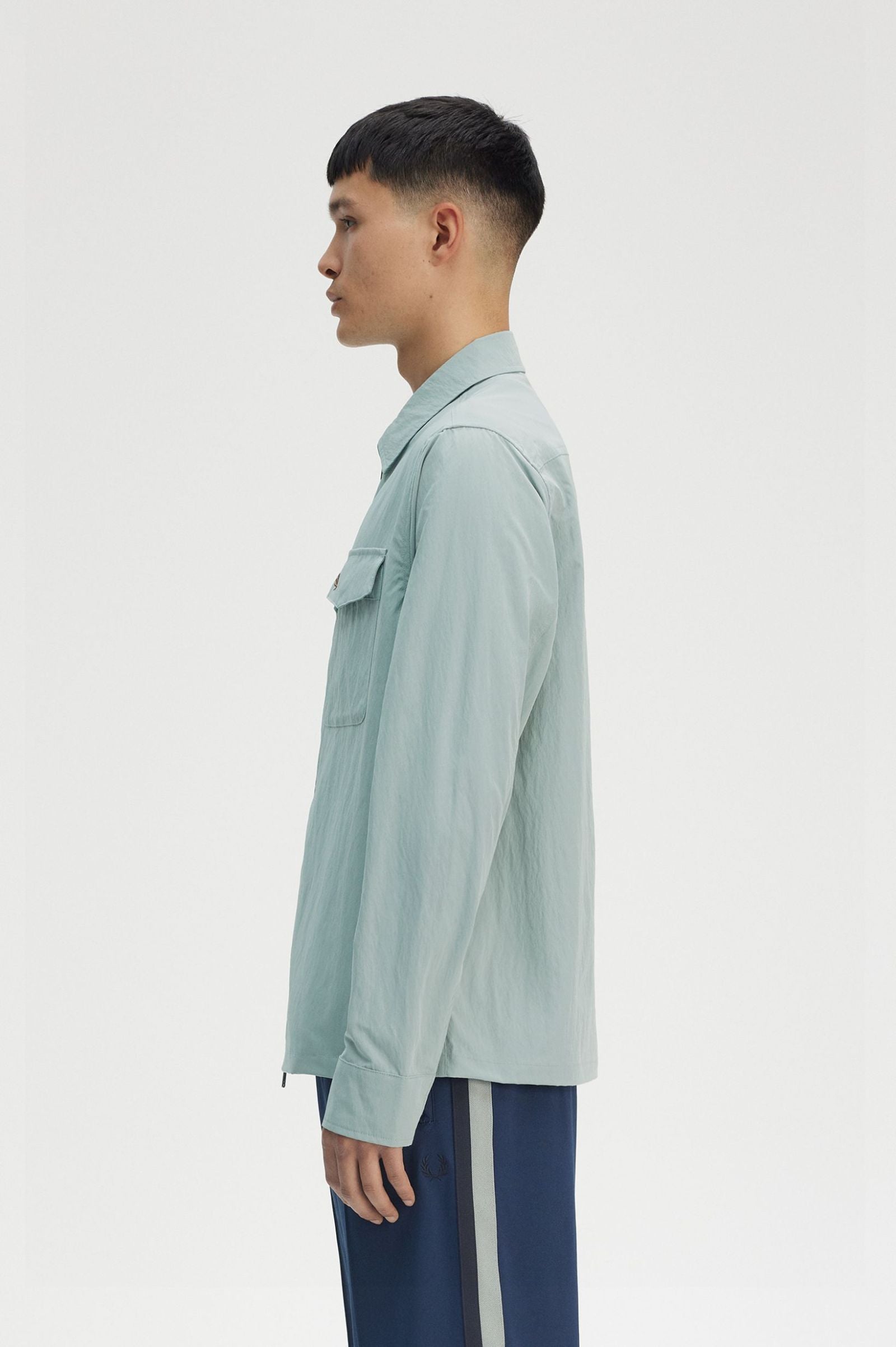 Fred Perry Zip Through Overshirt - Silver Blue