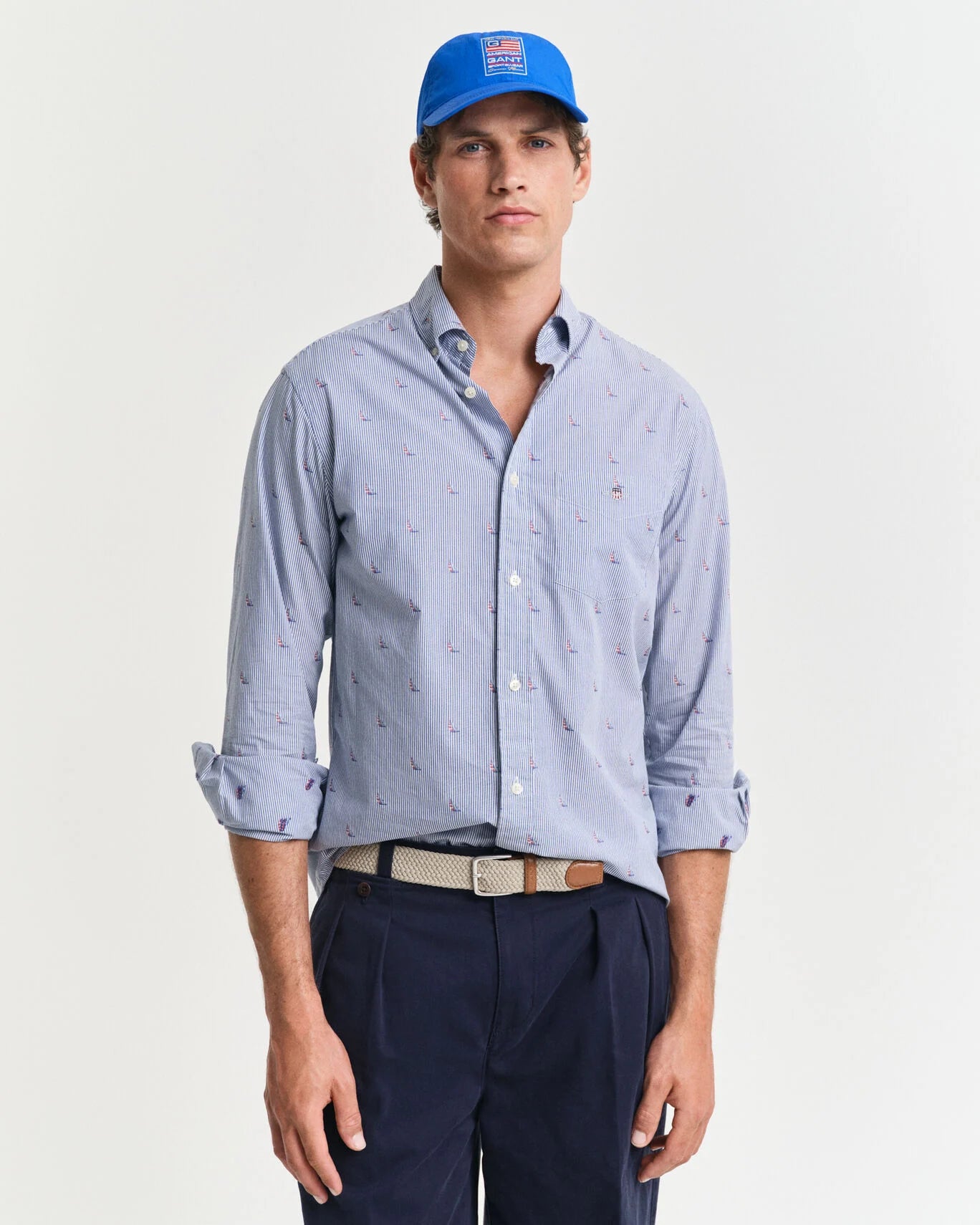 Gant Regular Fit Sailing Fil Coupe Shirt - College Blue