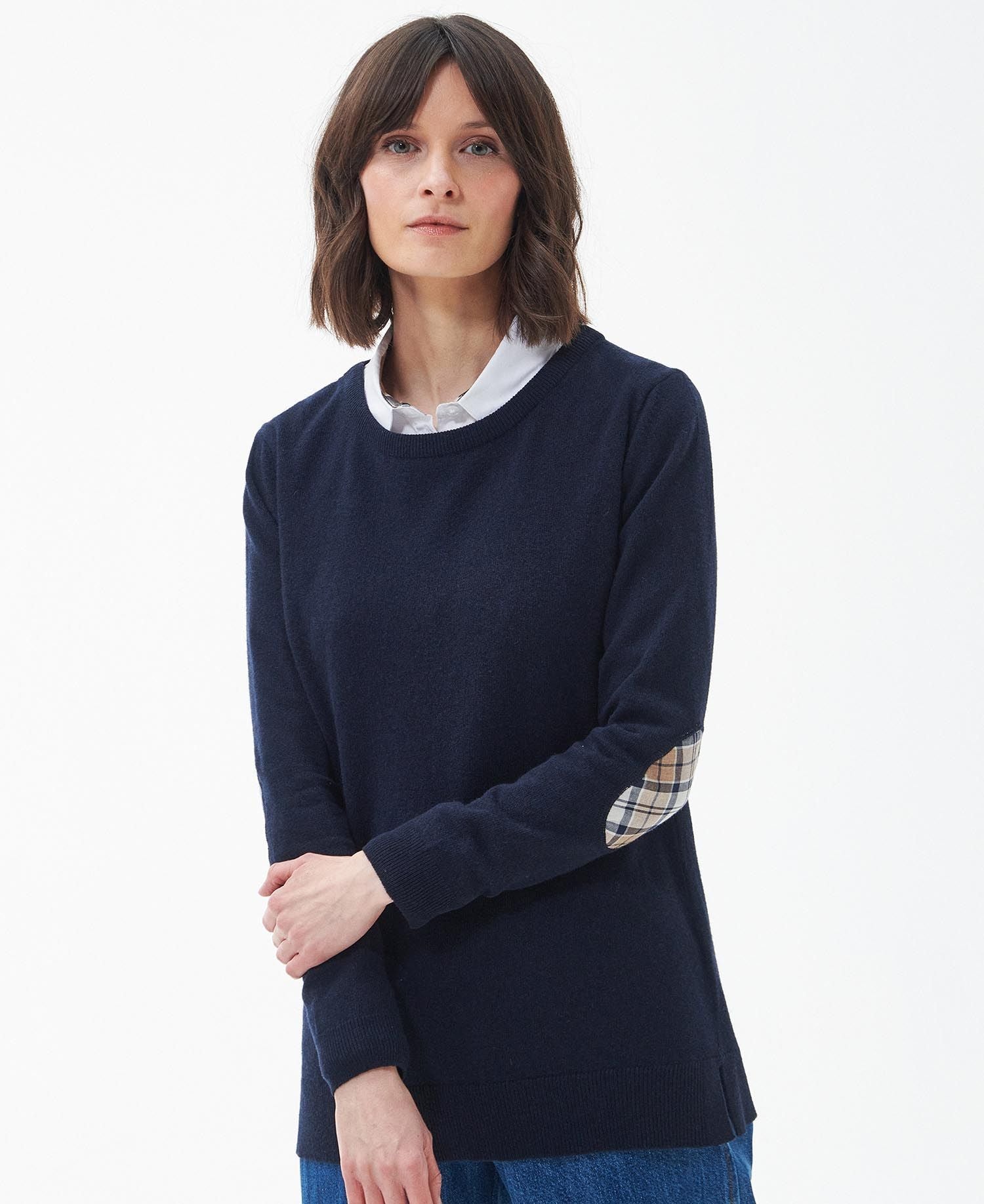Barbour Pendle Crew Knit - Navy/Fawn