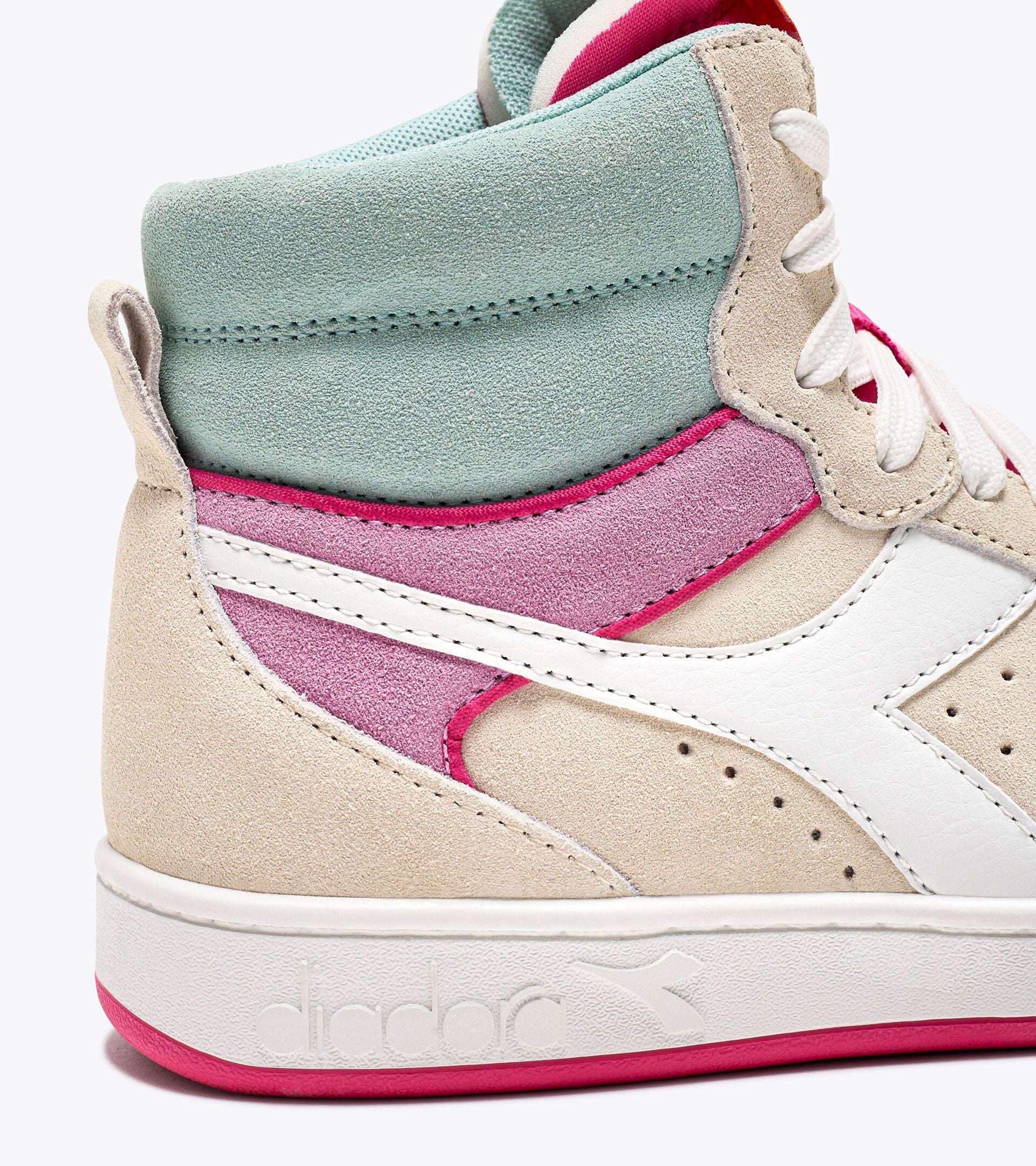 Diadora Magic Basket Mid Suede Womens - Whisper White/ Surf Spray