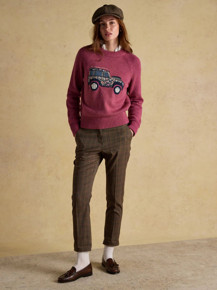 Joules Rutland Pink Intarsia 4x4 Cotton Rich Knitted Jumper