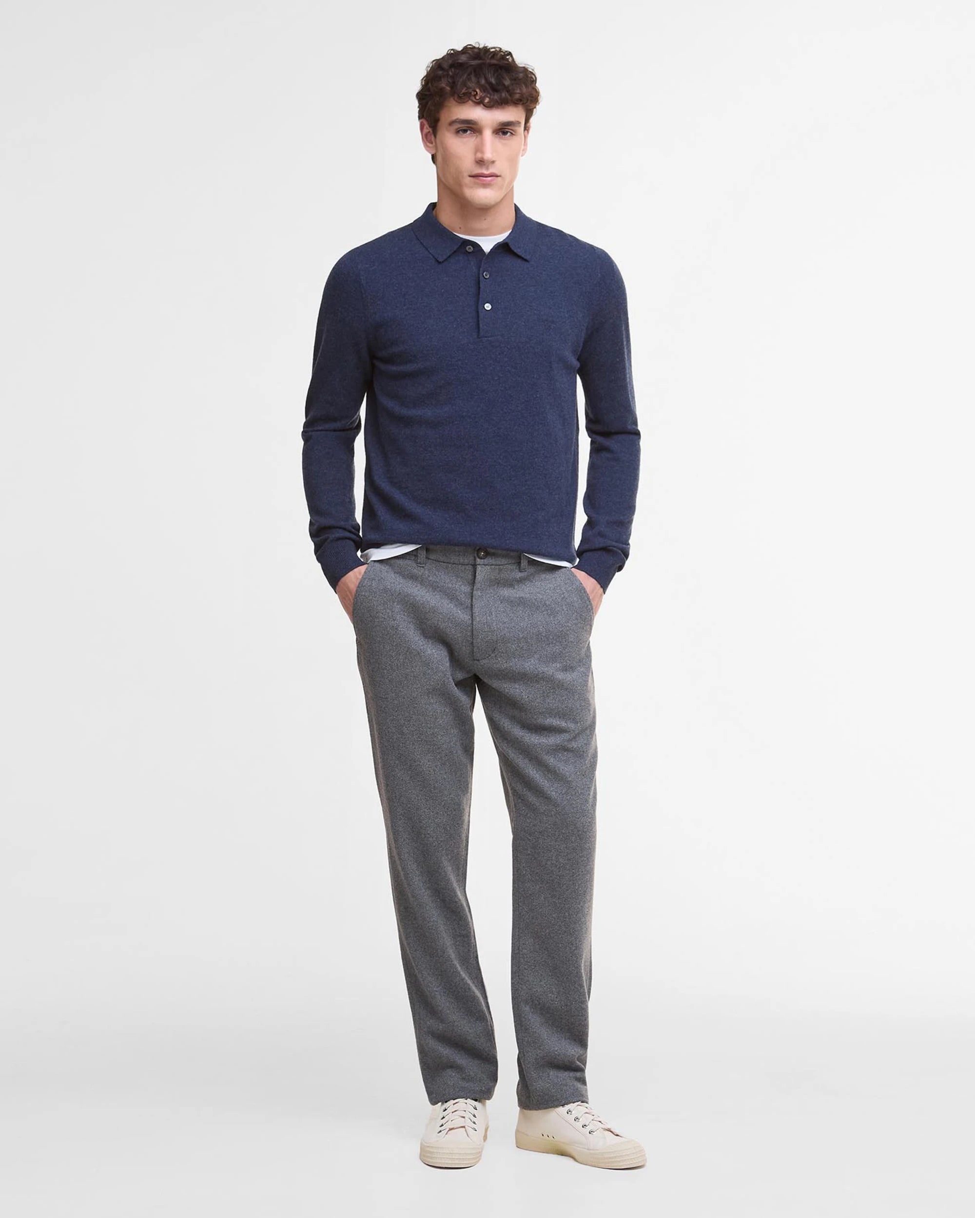 Barbour Wool Blend Tailored Trousers - Grey Marl
