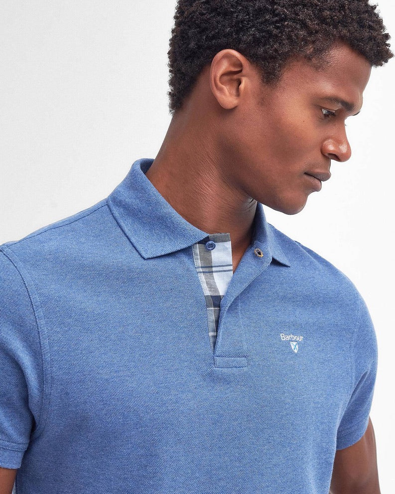 Barbour Tartan Pique Polo Shirt - Dark Chambray Marl