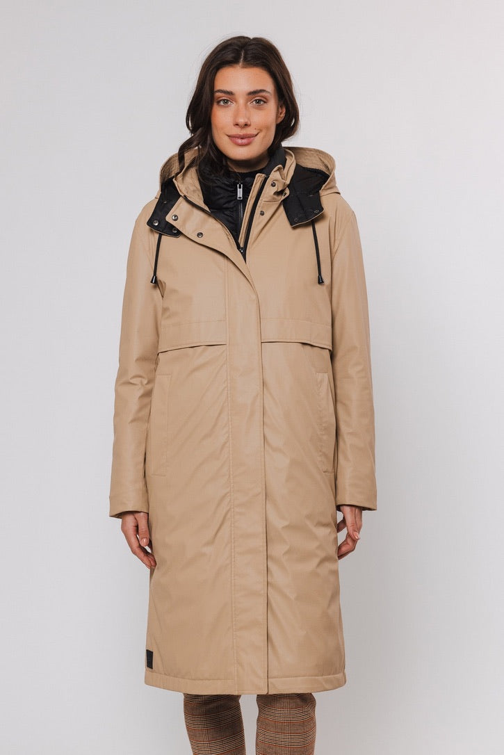 Rino & Pelle Danita Long Raincoat with Detachable Innerjacket - Sand