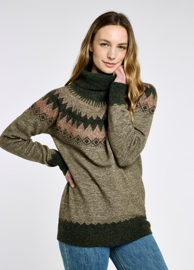 Dubarry Devlin Women's Fair Isle pattern sweater - Olive Multi