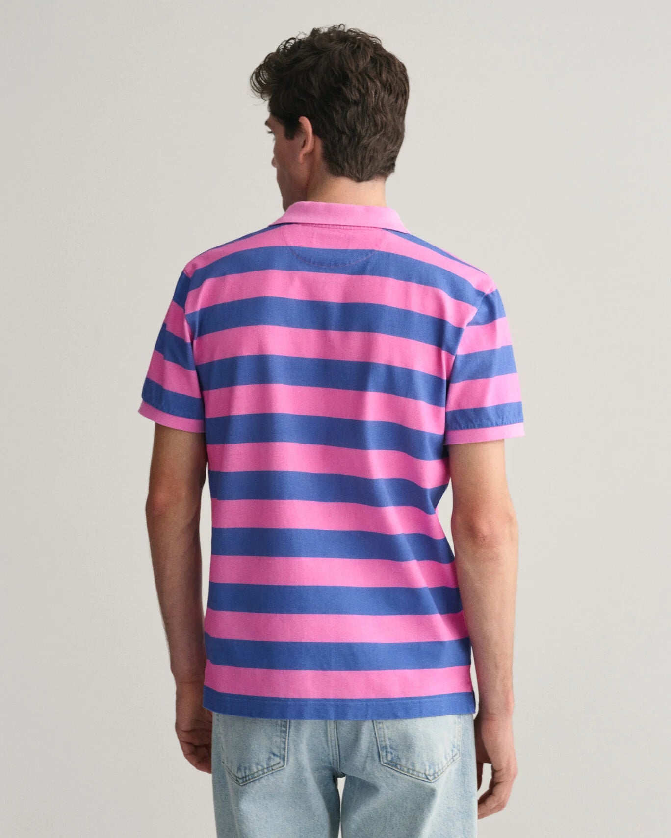Gant Heavy Washed Striped Polo Shirt - Clear Pink
