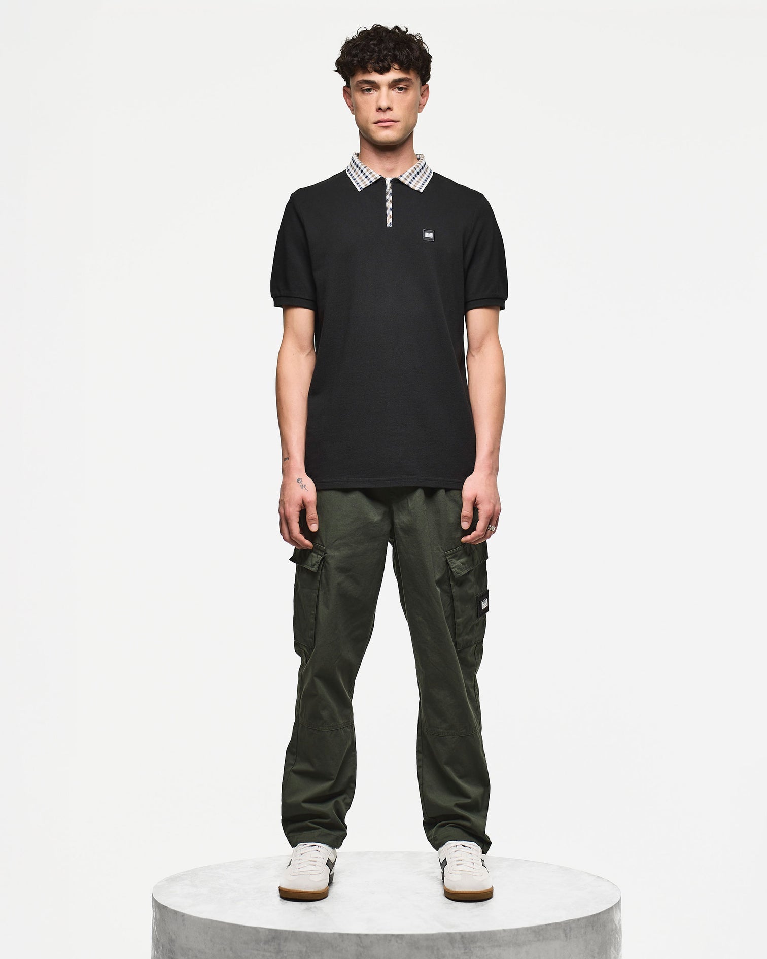 Weekend Offender Lachine Jaquard Rib Collar Polo Shirt - Black