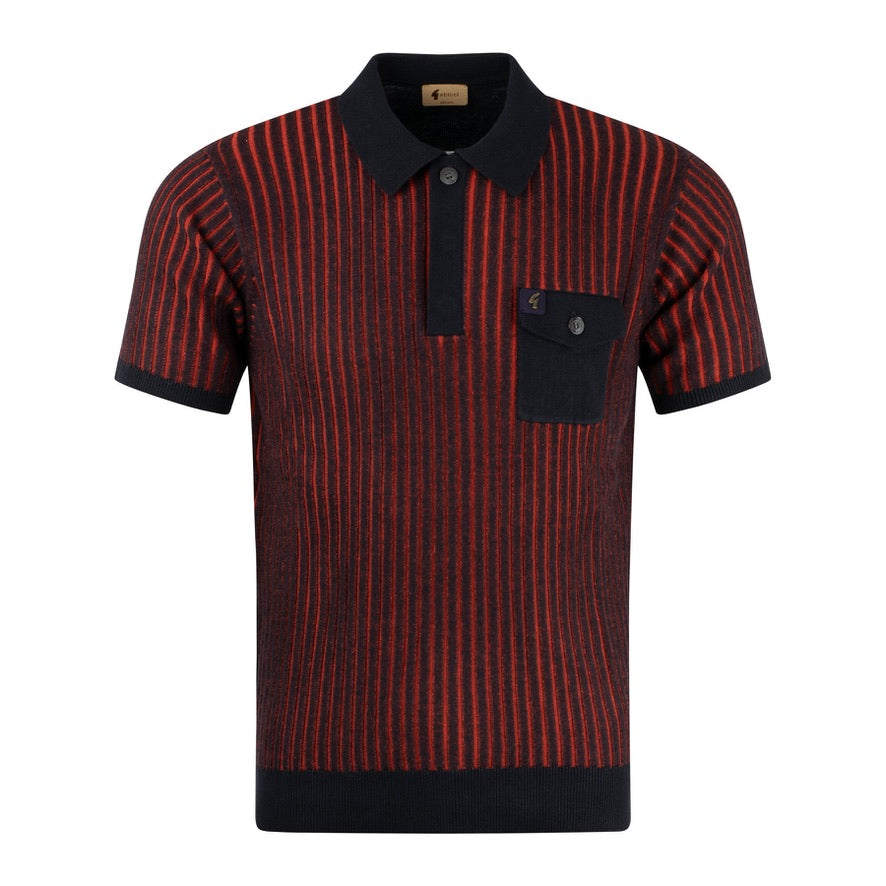 Gabicci Marconi Textured Knit Polo Shirt - Navy