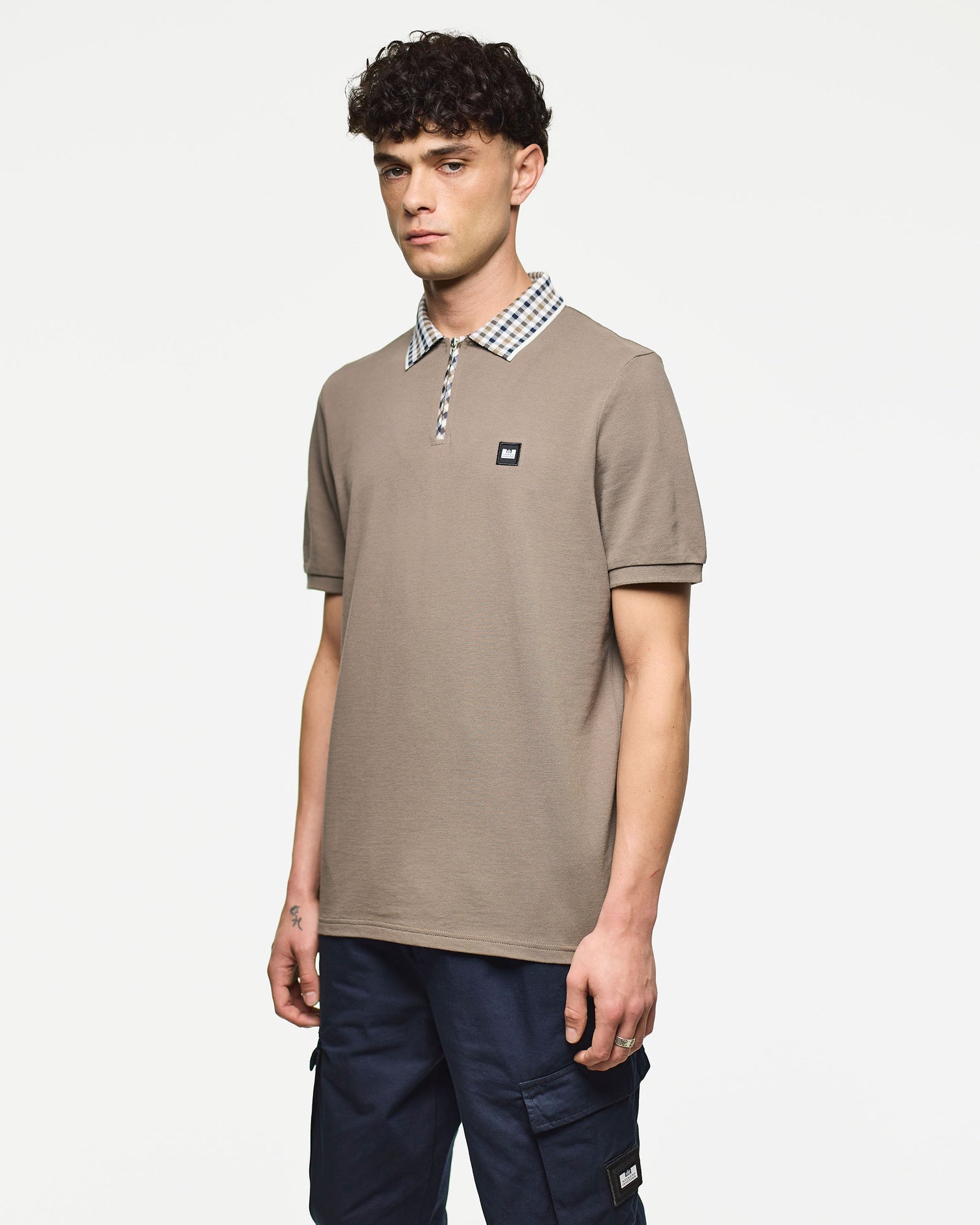 Weekend Offender Lachine Jaquard Rib Collar Polo Shirt - Tobacco
