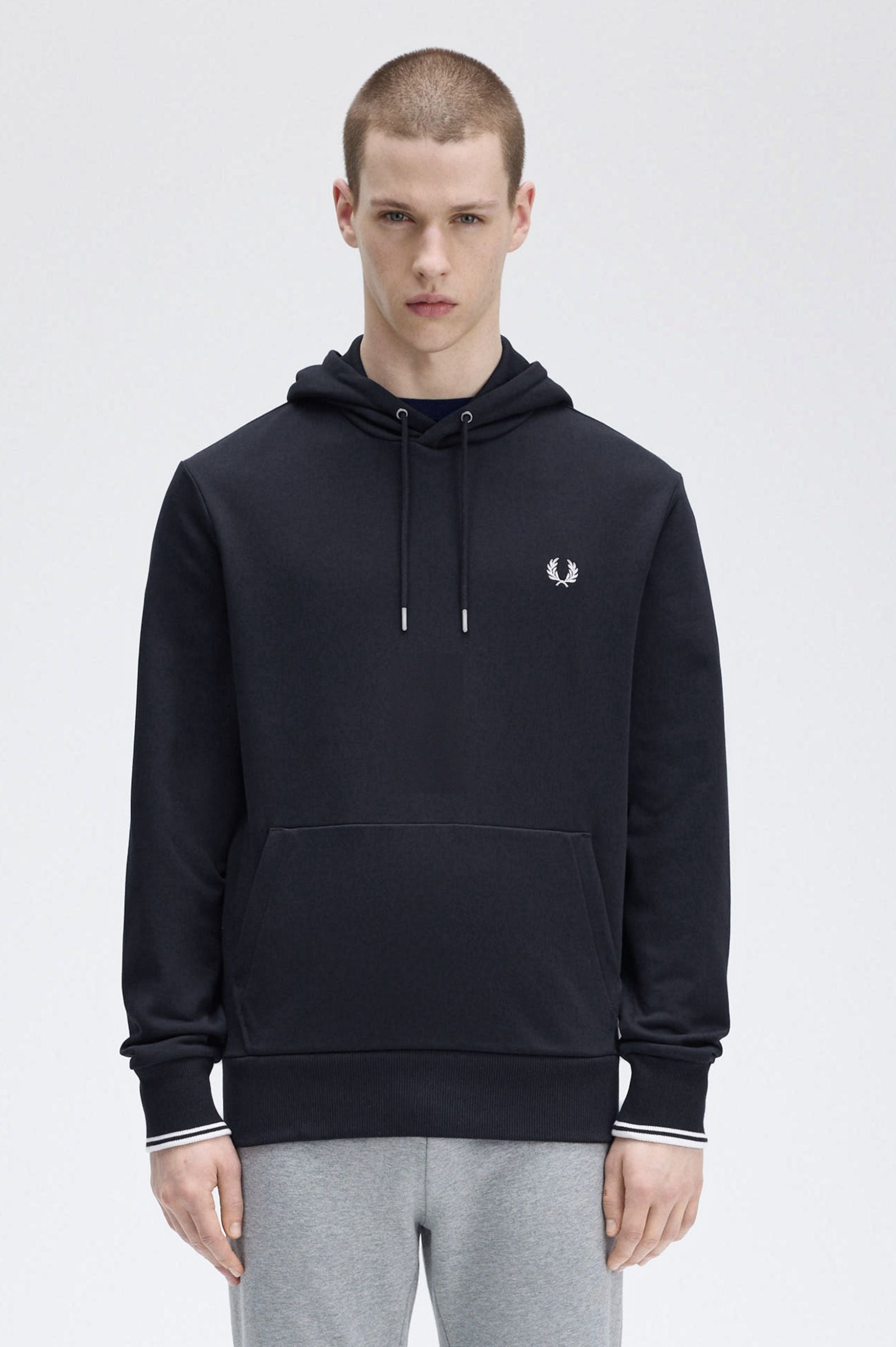 Fred Perry Tipped Hooded Sweatshirt - Navy