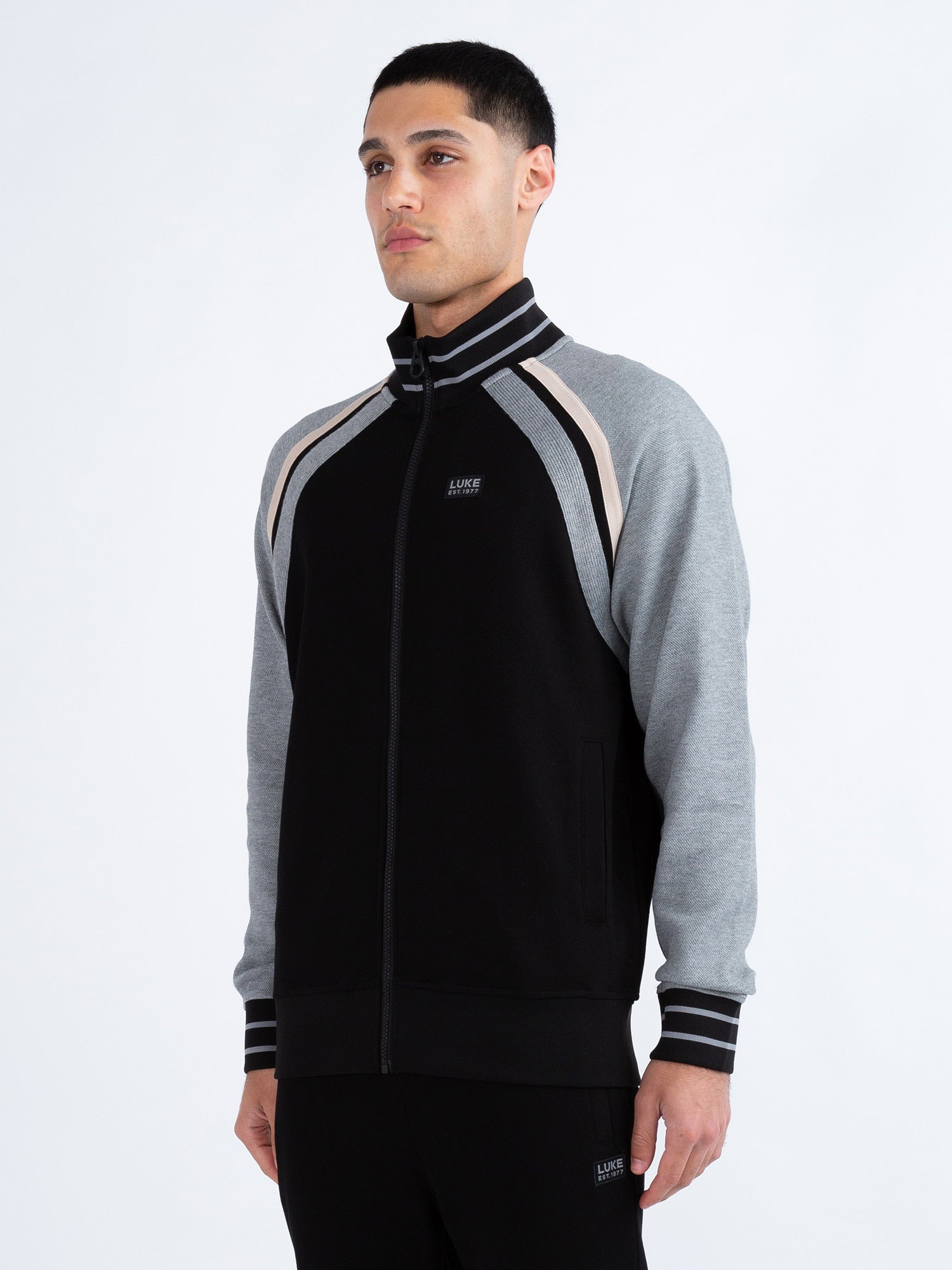 Luke Malone Zip Through Sweat - Black
