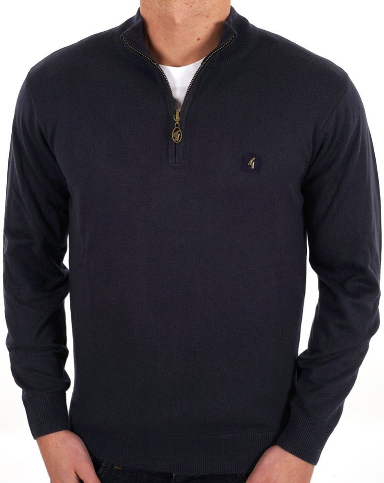 Gabicci Naxton Quarter Zip Jumper - Navy