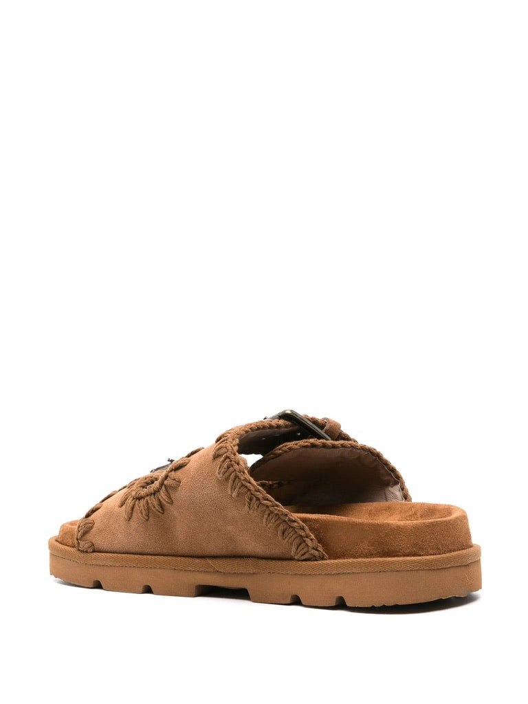 Mou Low Bio Sandal 2 Buckles Monochrome - Cognac