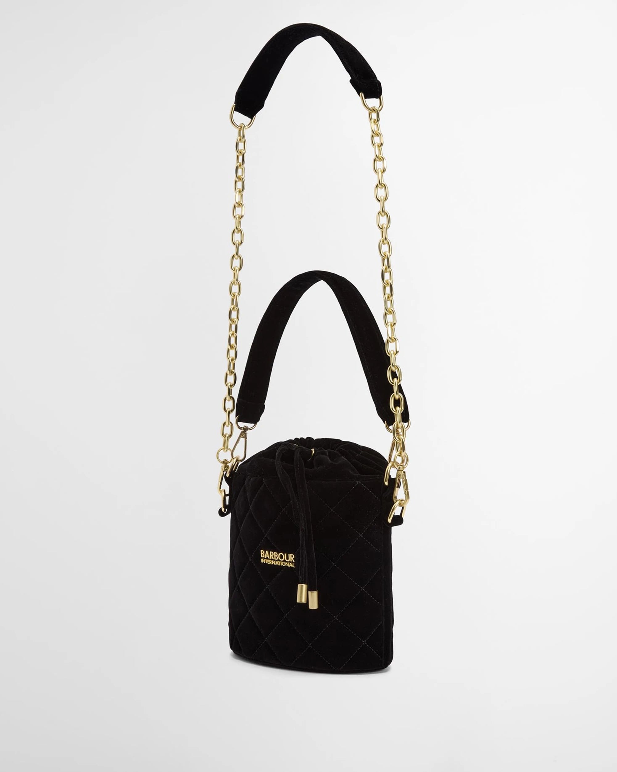 Barbour International Quilted Balham Mini Bucket Bag - Velvet Black