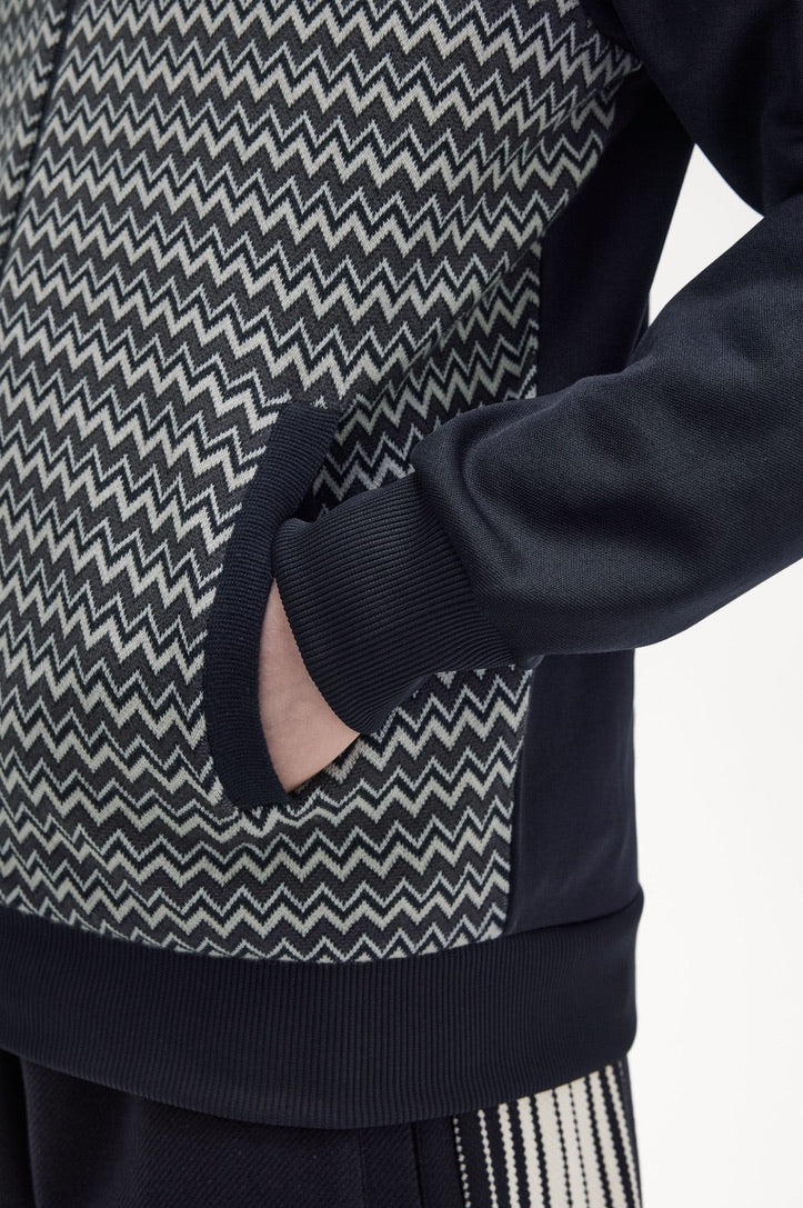 Fred Perry Knitted Panel Track Jacket - Navy