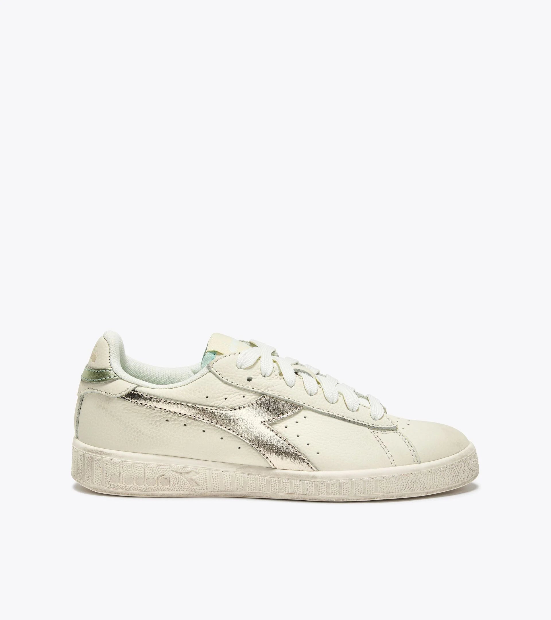 Diadora Game L Low Waxed Metal Trainers - White/Frozen Dew