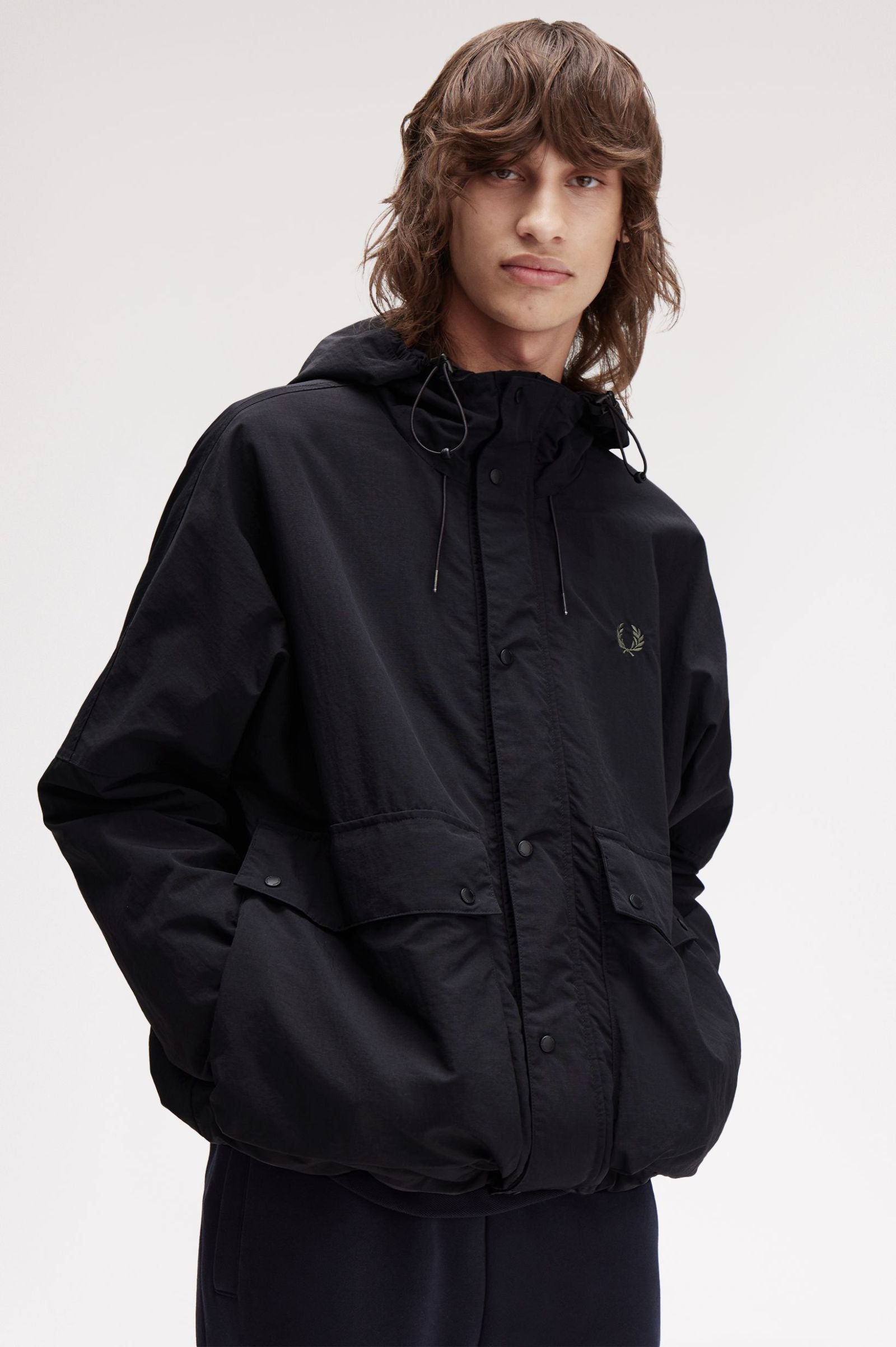 Fred Perry Cropped Ripstop Parka - Black