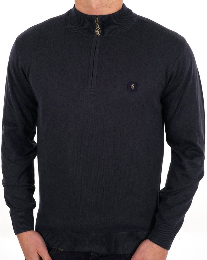 Gabicci Naxton Quarter Zip Jumper - Navy